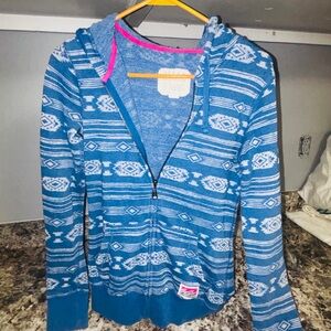 Billabong Blue Textured zip up hoodie  size small
